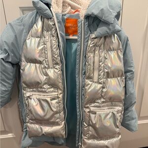 Orolay Stylish Kids' Blue and Silver Puffer Jacket